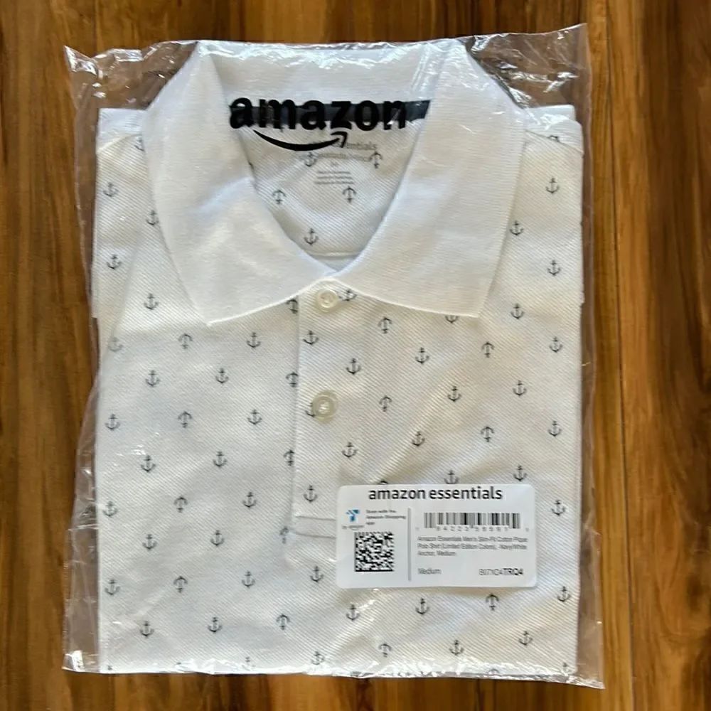 NEW Amazon Essentials Mens Anchor Polo Shirt
